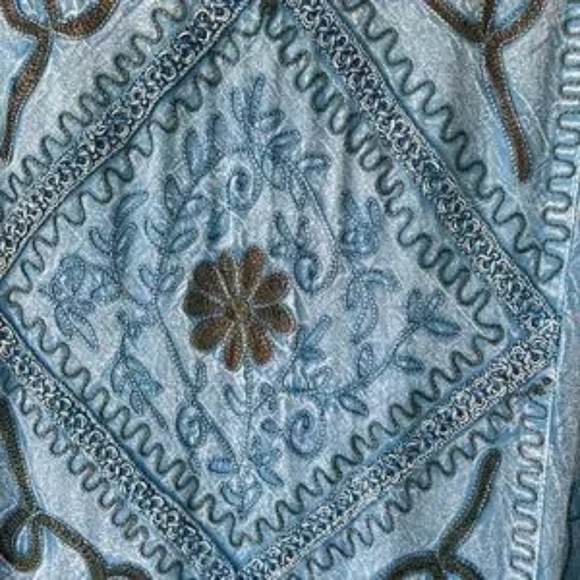 BATIK EMBROIDERED BLUE-on-BLUE TANK MAXI DRESS - Picture 4 of 11